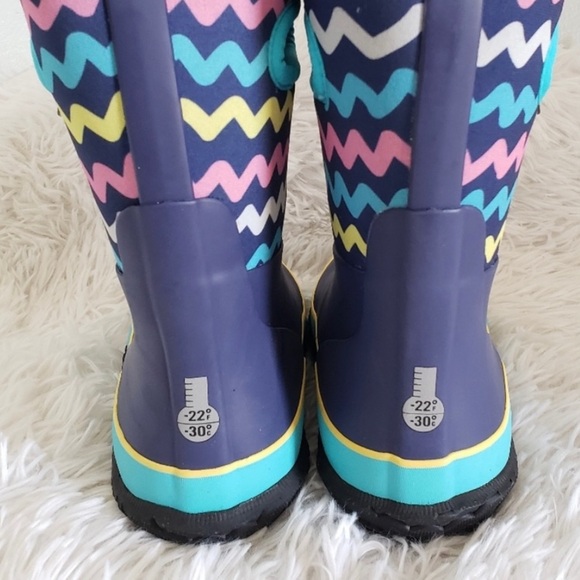 Bogs girls navy zigzag stripe grasp boots - Picture 2 of 2